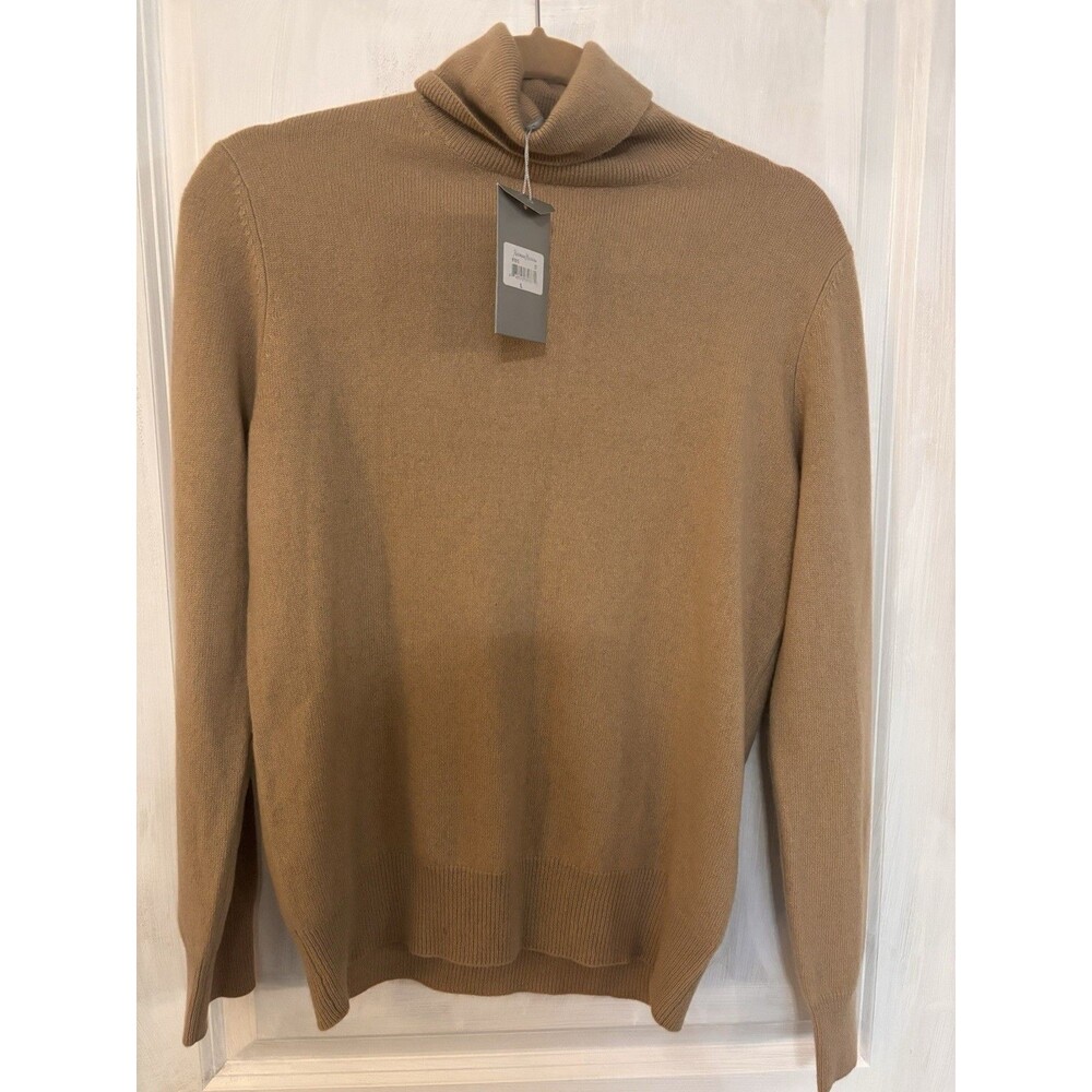 Neiman Marcus 100% Cashmere Collection LARGE Turtleneck Sweater Camel NWT READ